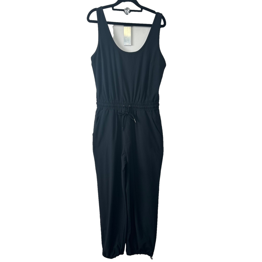 Abercrombie & Fitch Jumpsuit Womens M Black Adjustable Straps Elastic Waist D20